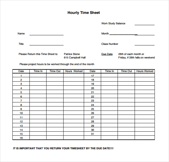 Hourly Time Sheets Printable | shop fresh