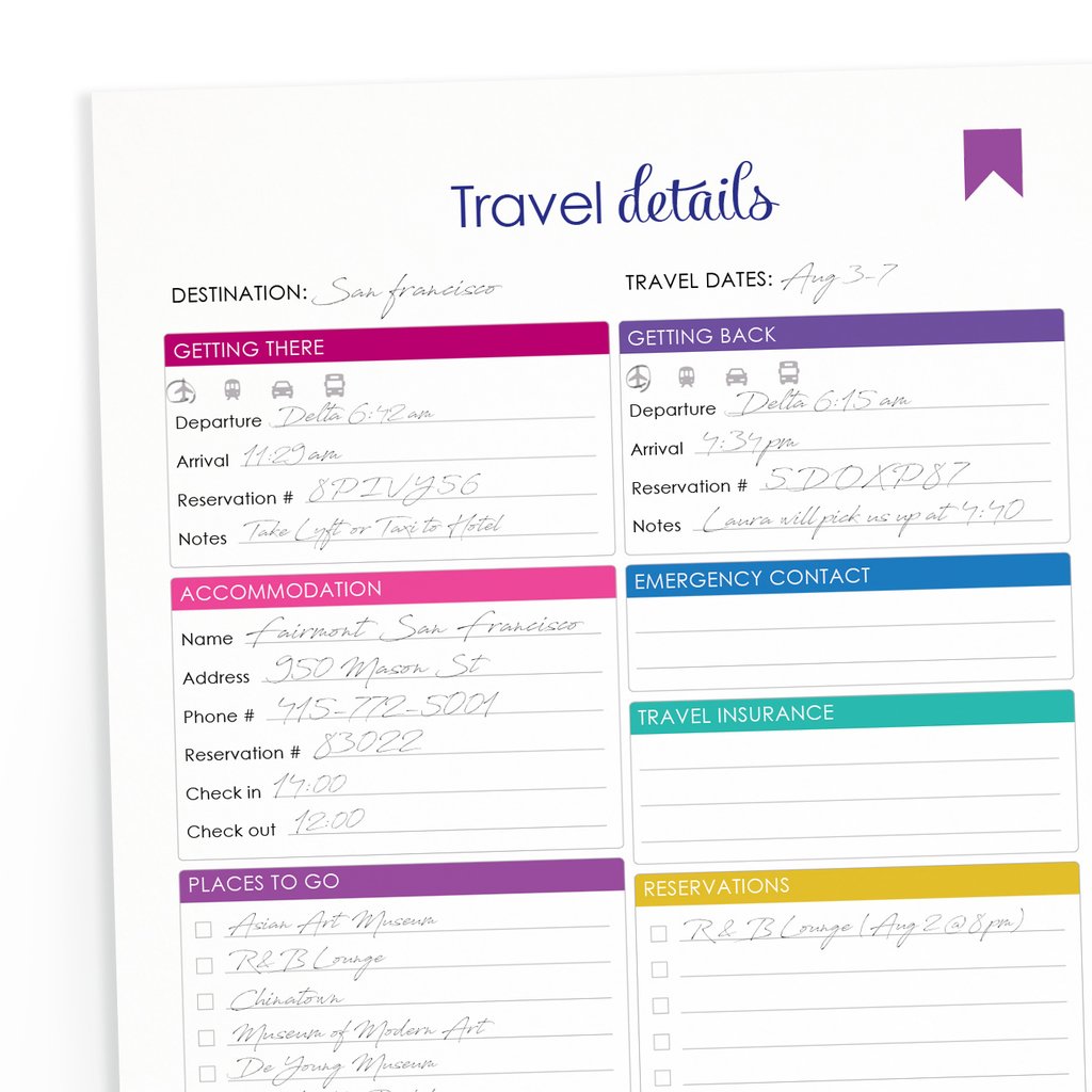 Printable Travel Itinerary – 76th Street Ink
