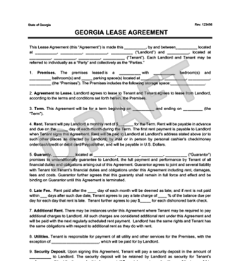 Georgia Residential Lease/Rental Agreement | Create & Download