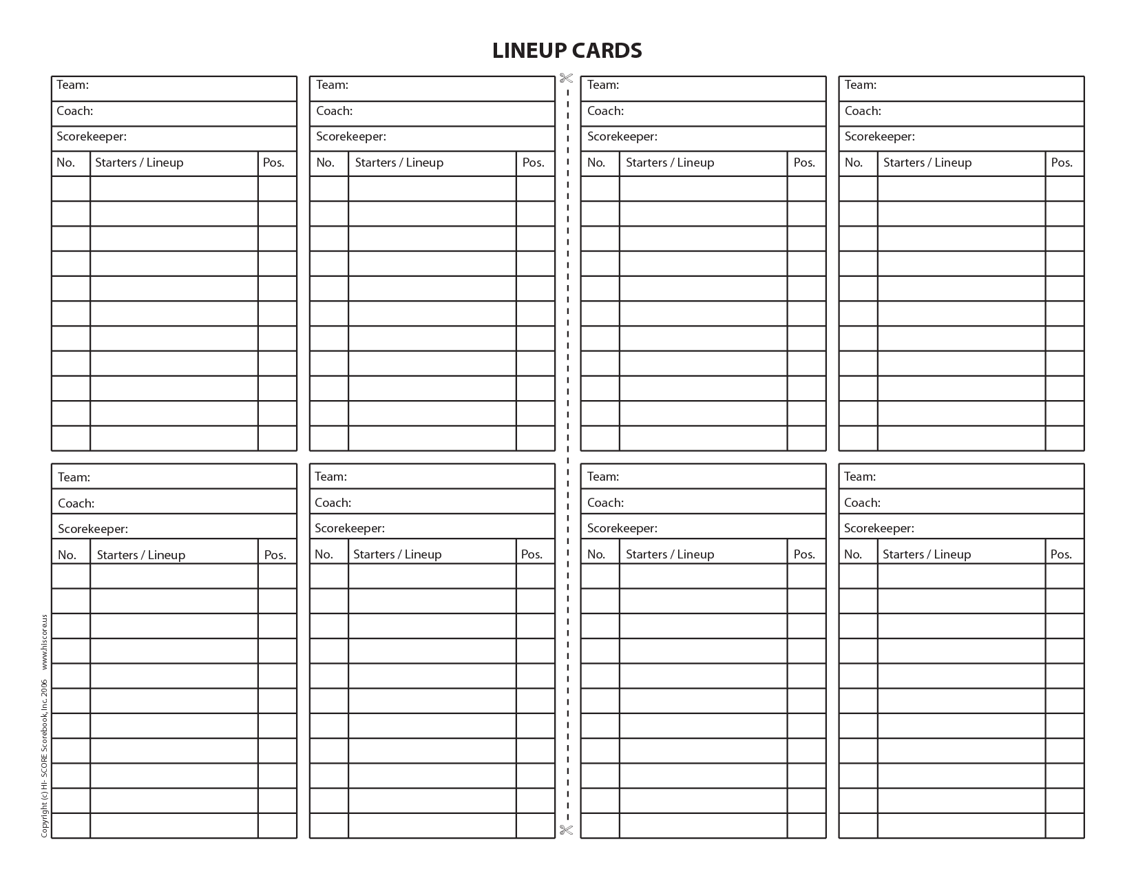 Printable Lineup Cards For Baseball Template Business PSD, Excel