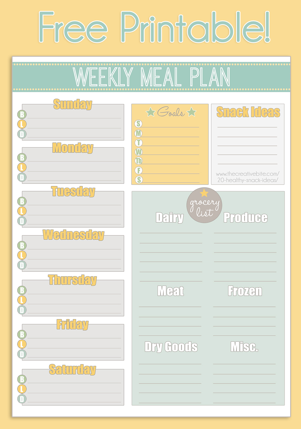 Printable Meal Planners Template Business PSD, Excel, Word, PDF