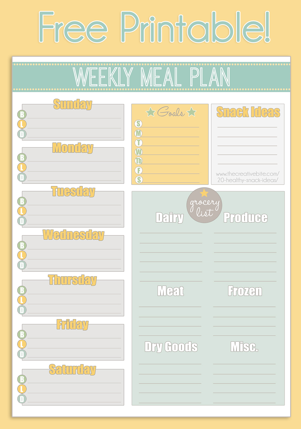 Printable Meal Planners Template Business PSD Excel Word PDF
