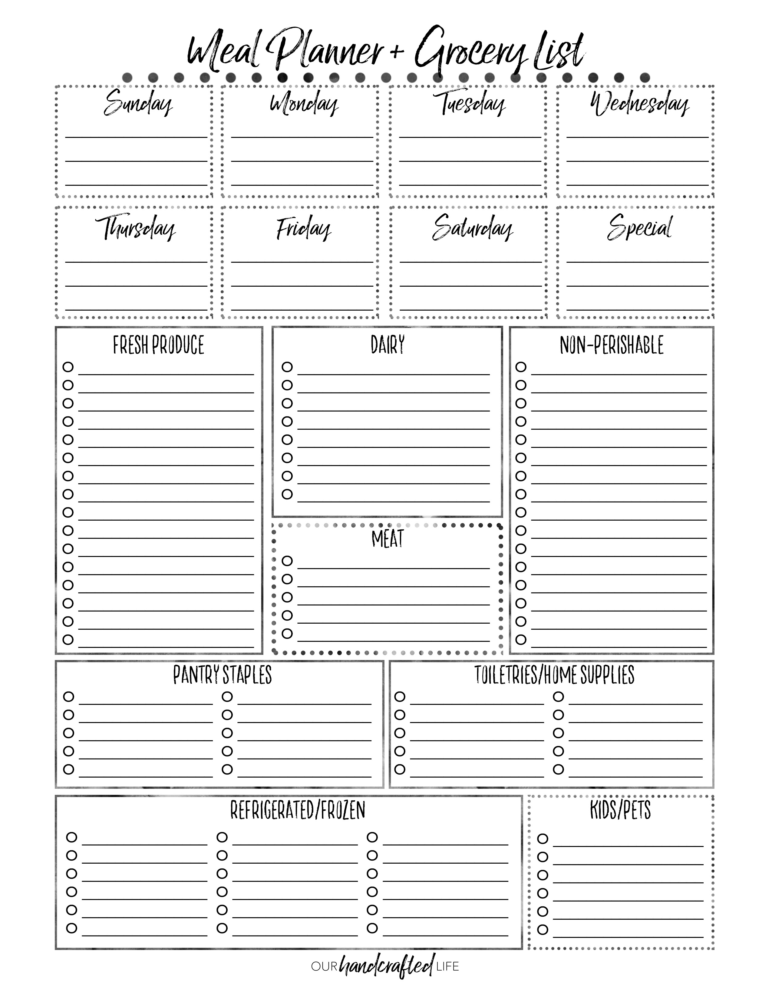 Free Printable Meal Planner Template Menu Planning Templates Daily 