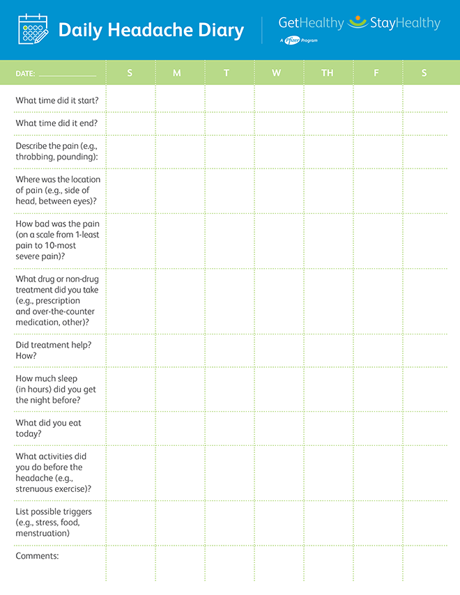 Printable Migraine Diary Template Business PSD Excel Word PDF
