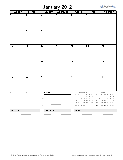 Monthly Planner Template   Free Printable Monthly Planner for Excel