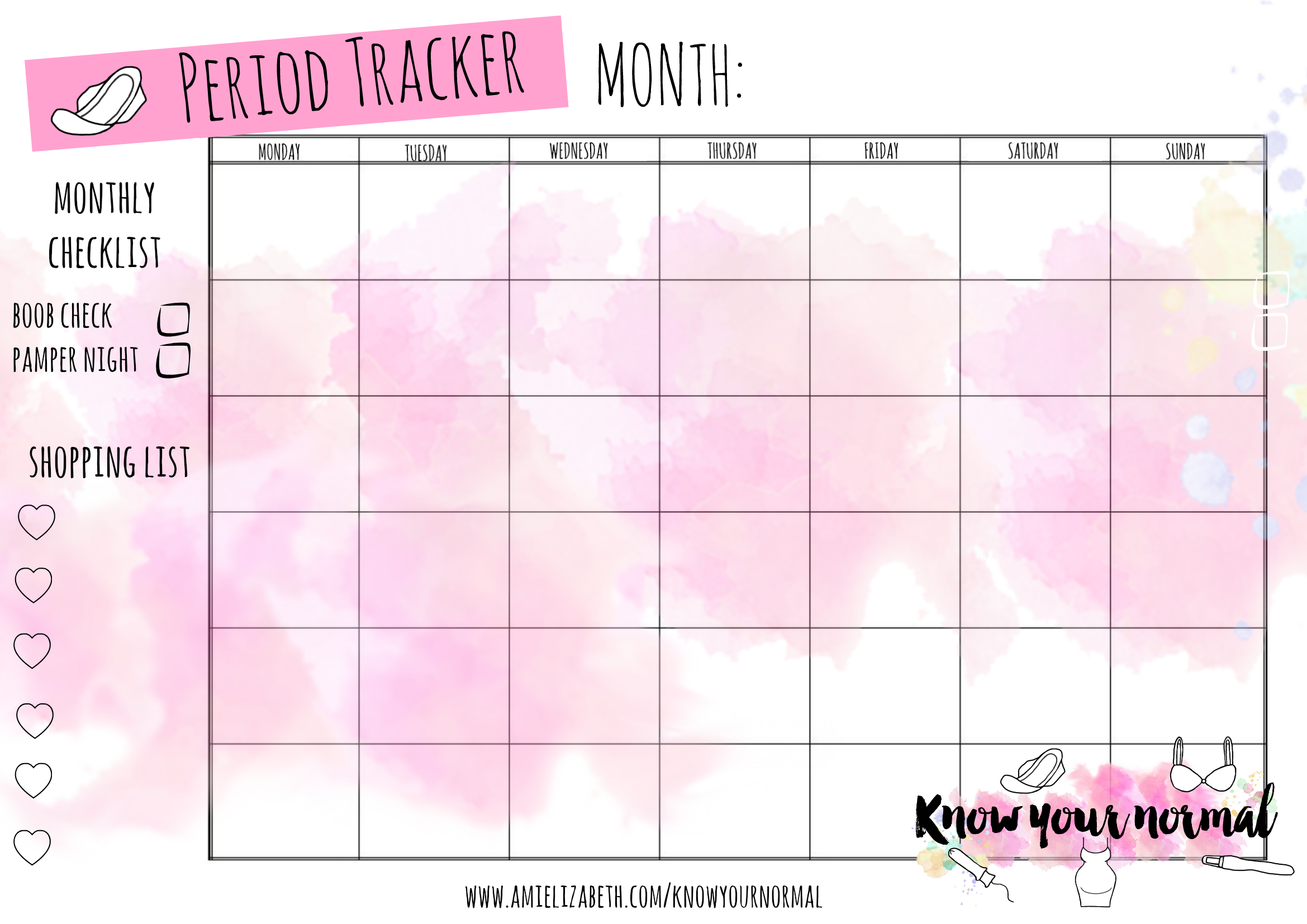 FREE PRINTABLE* #KnowYourNormal Period Tracker. Record your 