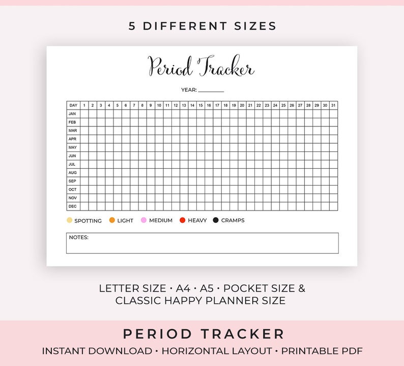 Period Tracker Menstrual Cycle Tracker Printable Menstrual | Etsy