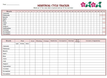 Free printable menstrual cycle calendar