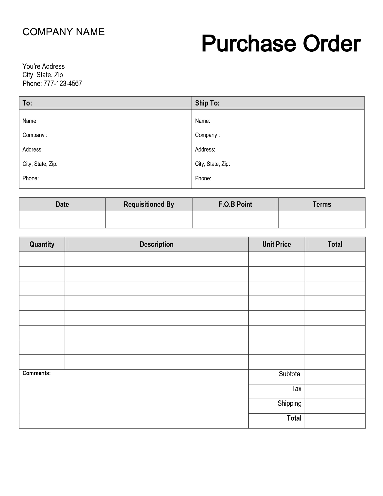 Order form Template | Purchase Order Templates | Order form 