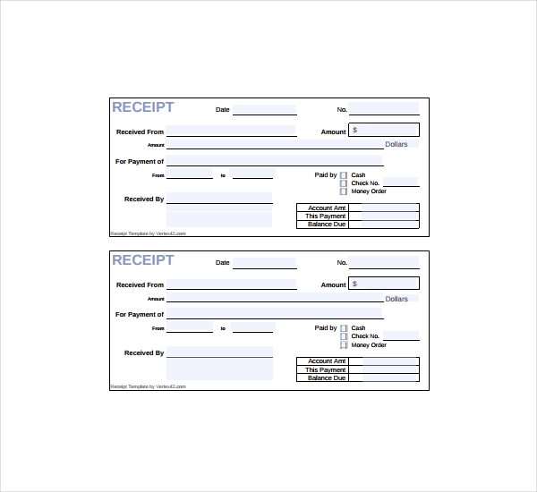Printable Receipts Free Template Business PSD Excel Word PDF