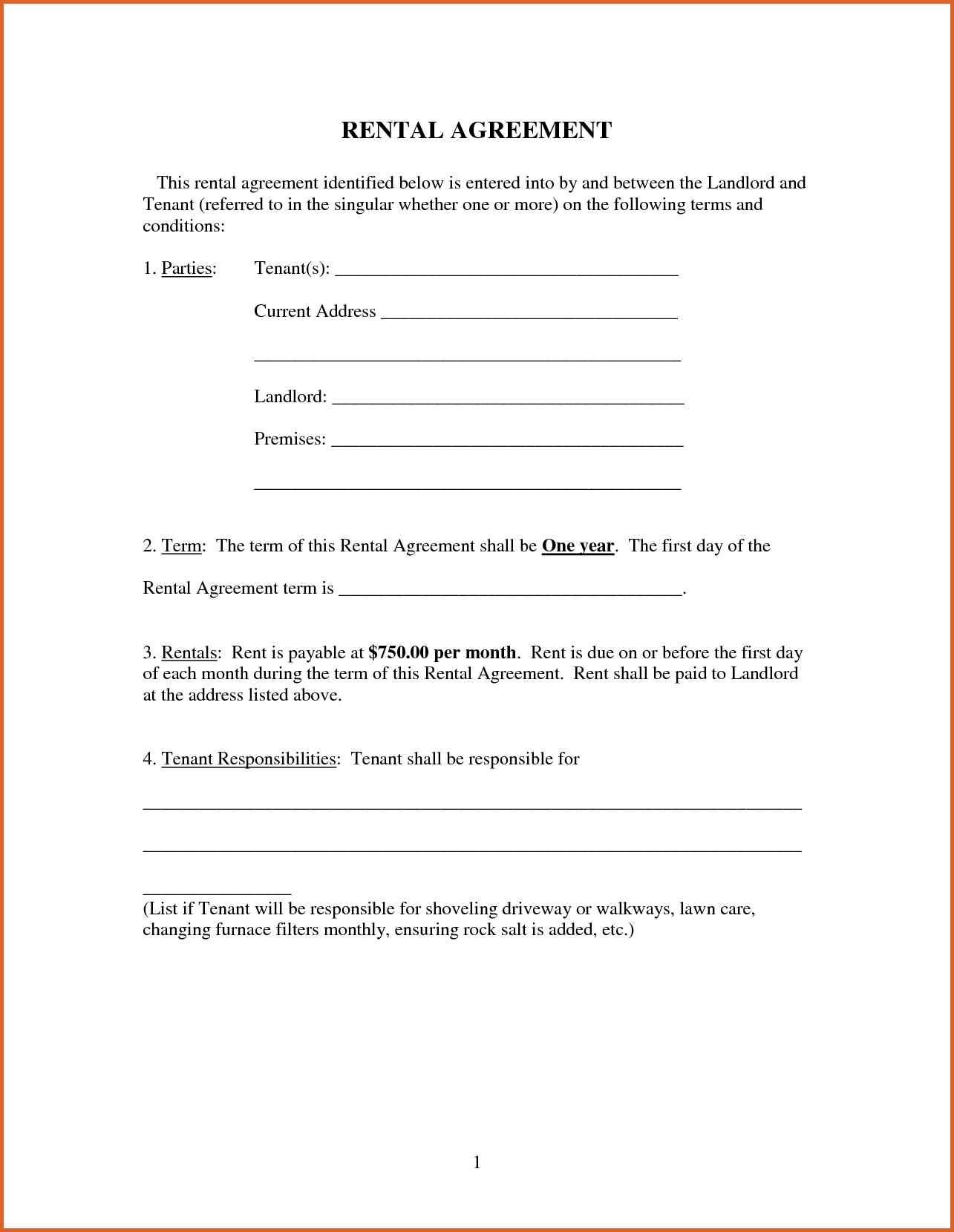 Printable Rental Agreement Free Template Business Psd Excel Word Pdf 