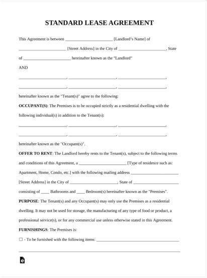 Basic Rental Agreement in a Word Document for Free
