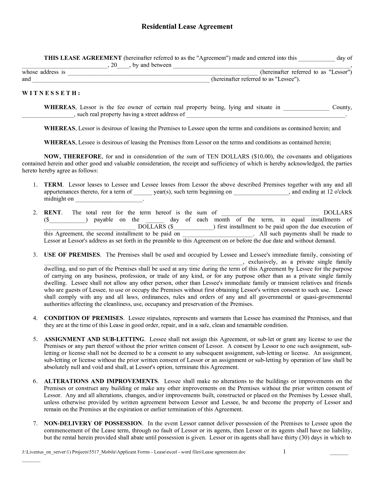 Printable Renters Contract Template Business PSD Excel Word PDF