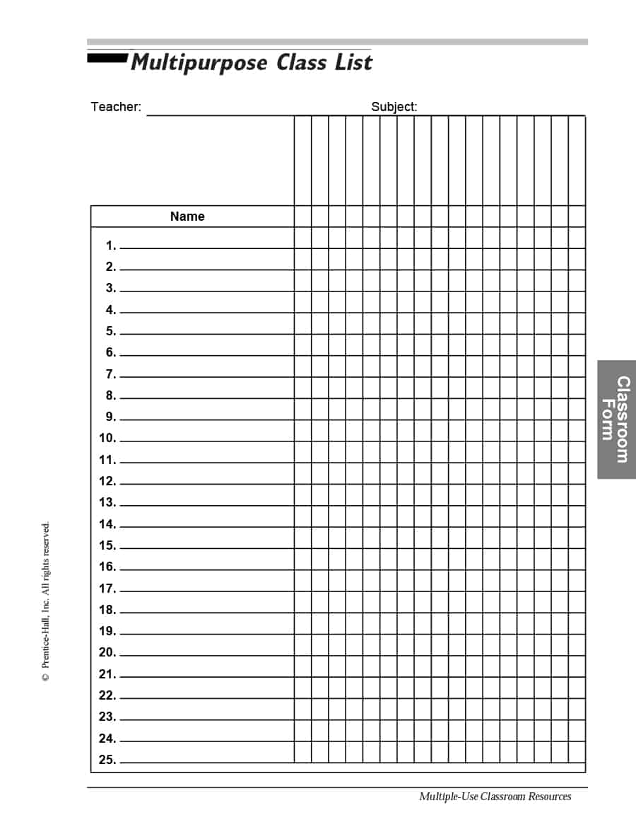 Printable Rosters Template Business PSD, Excel, Word, PDF