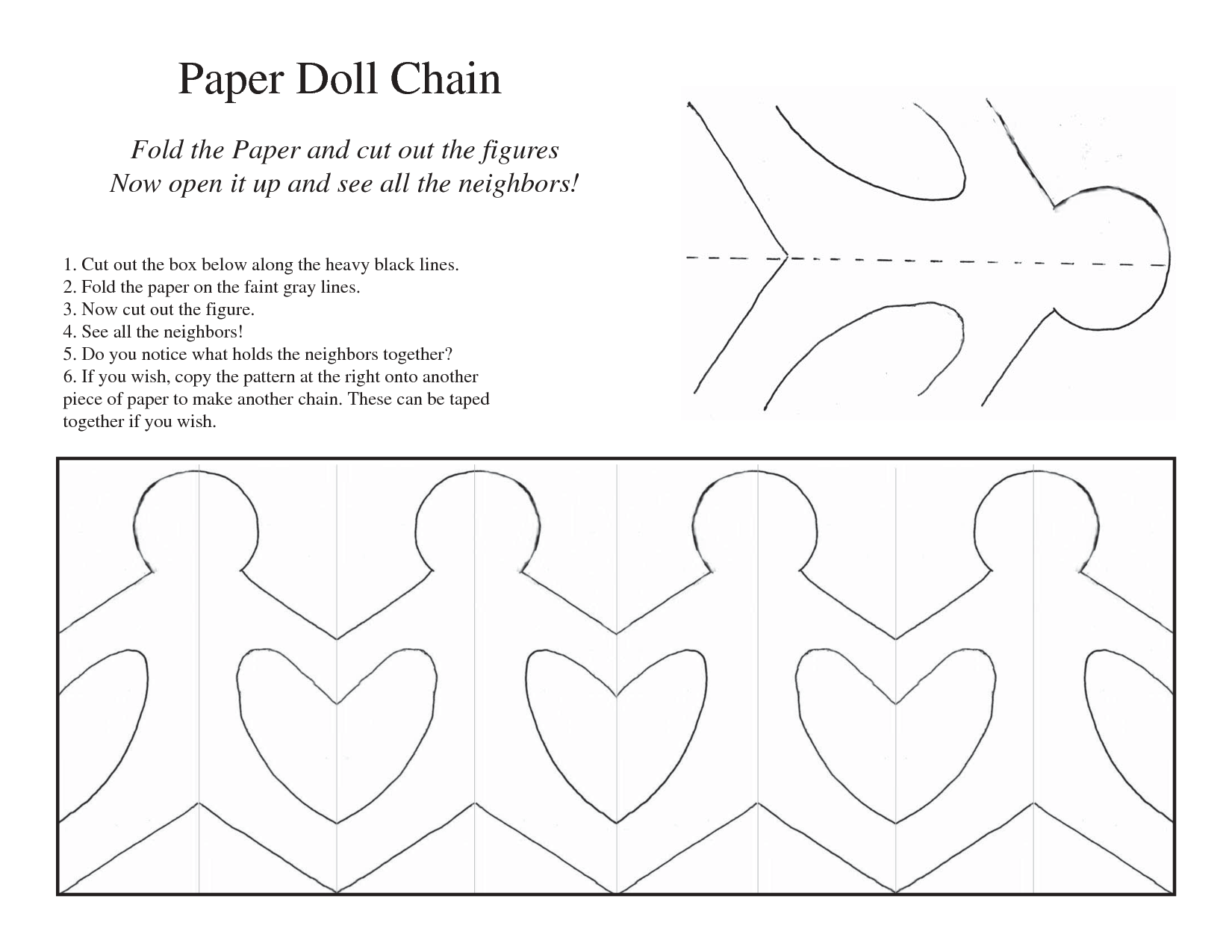 Paper Doll Chain Template | Around the world | Paper doll chain 