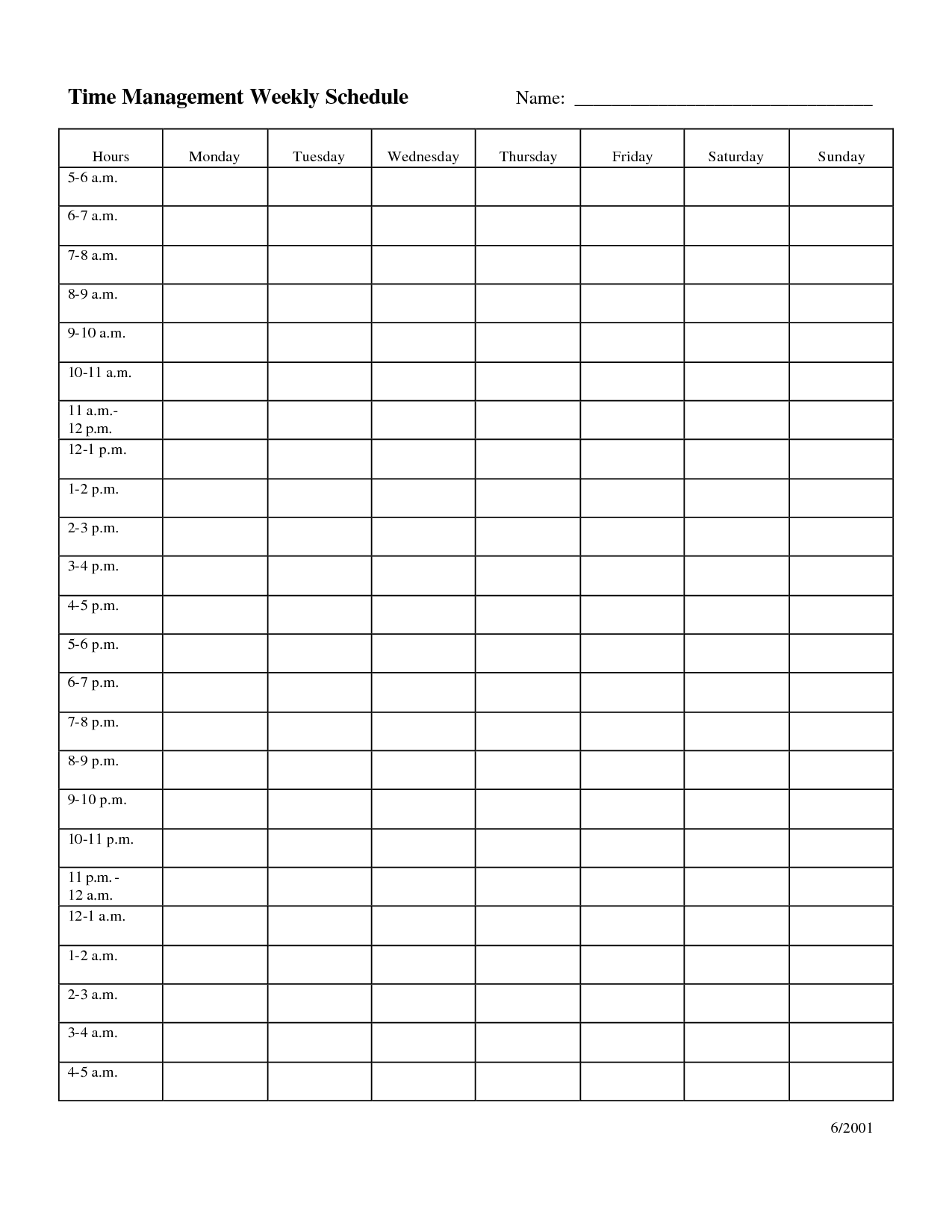 Printable Time Management Schedule Template Business PSD Excel Word