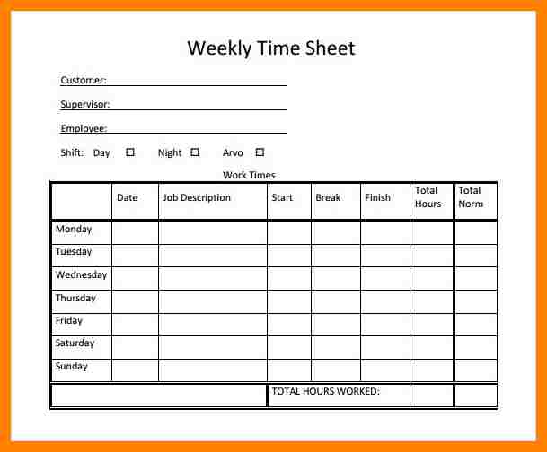 Printable Weekly Timesheets Template Business PSD Excel Word PDF