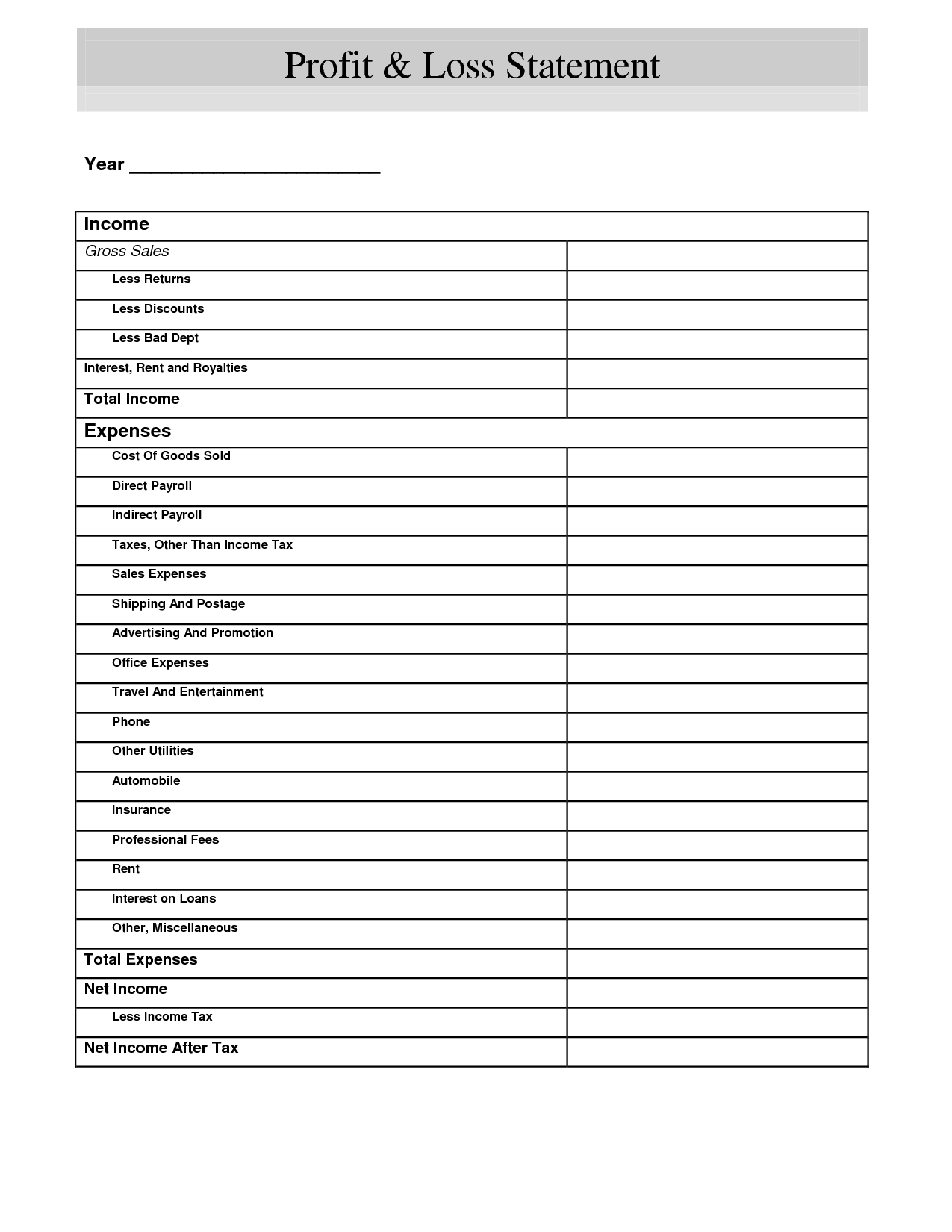 Profit And Loss Template   Fill Online, Printable, Fillable, Blank 