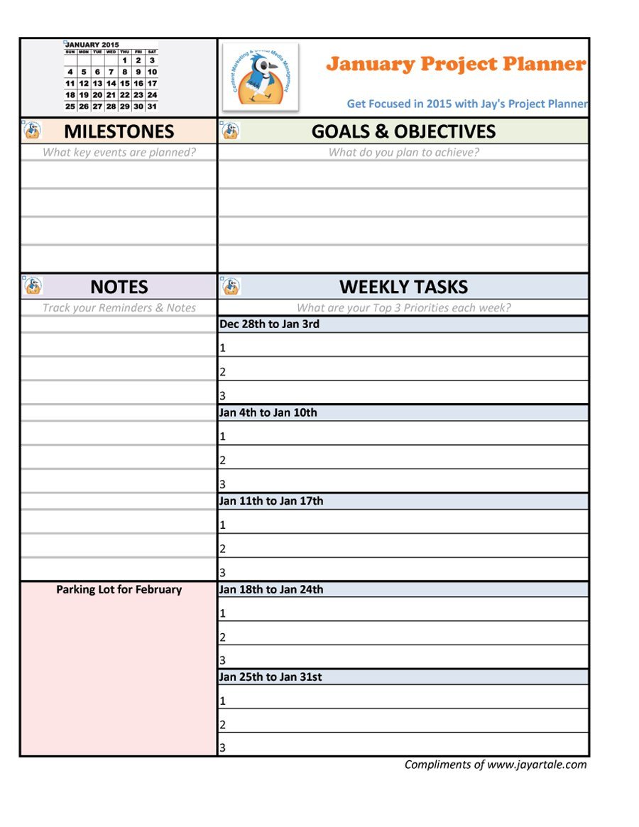 excel project planner template