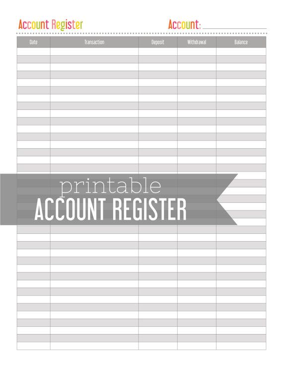 Pocket Savings Account Register Printable Budget Insert | Etsy