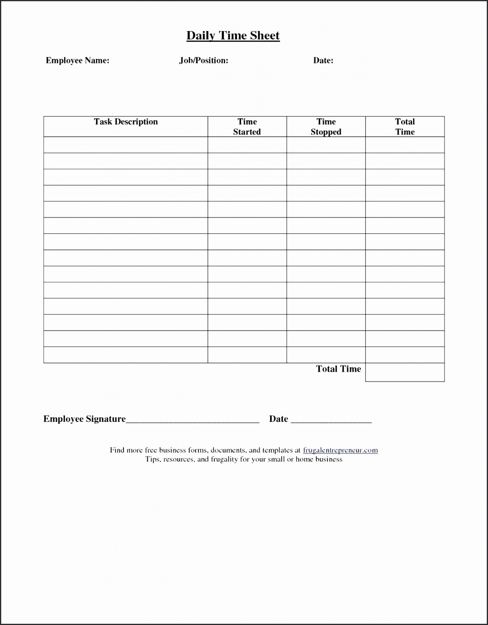 Simple Time Sheet Printable Template Business PSD, Excel, Word, PDF