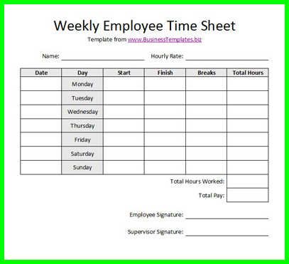 10 Free Printable Bi Weekly Time Sheets | supplyletter.website 