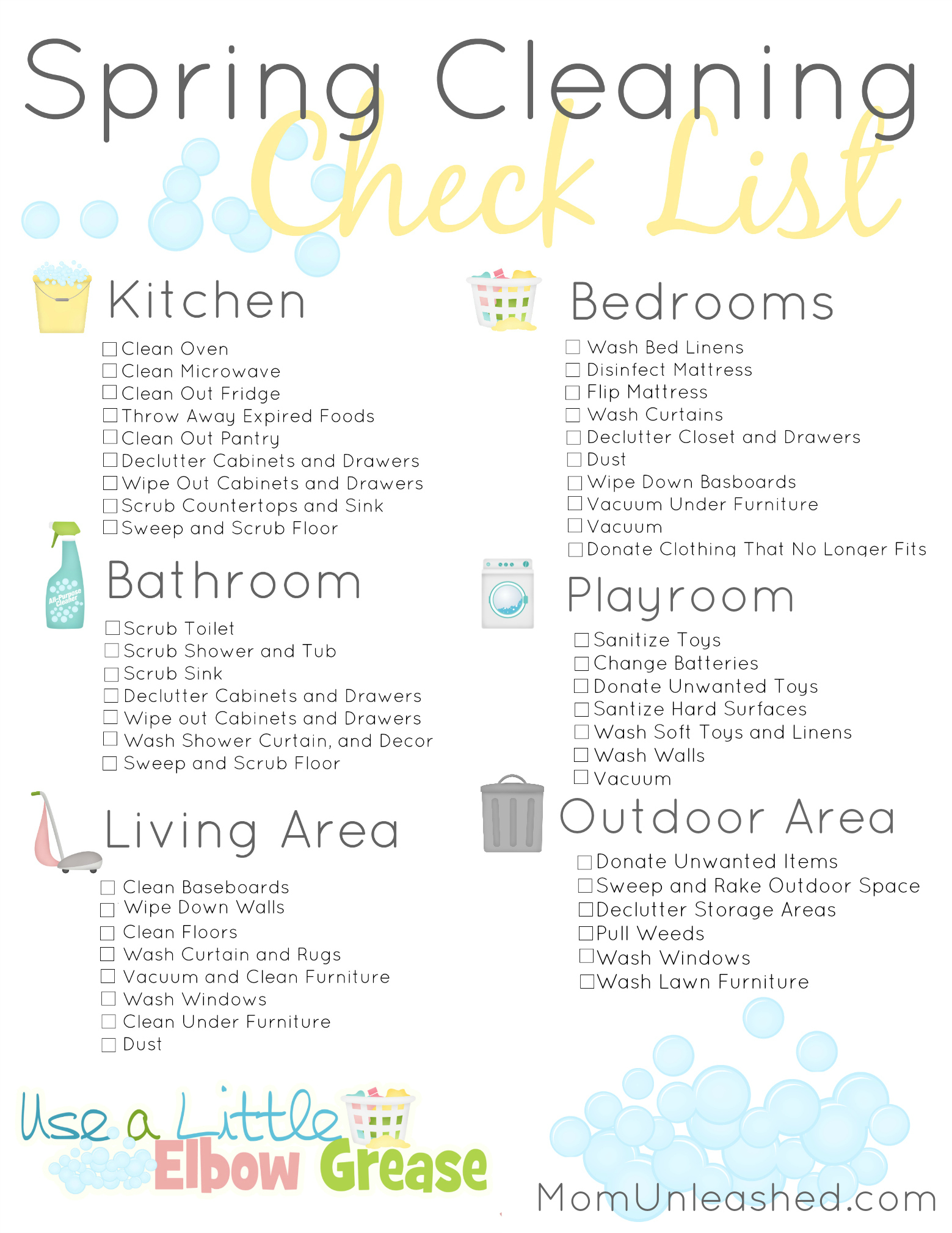 Spring Cleaning List Printable Template Business PSD, Excel, Word, PDF