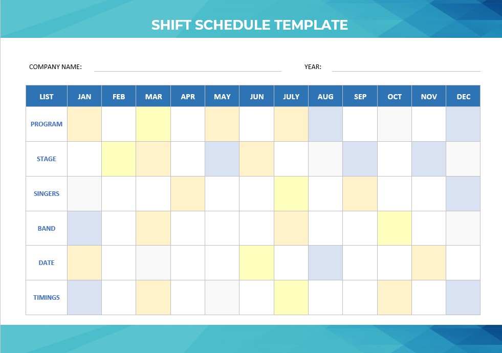 Split Shift Schedule Template