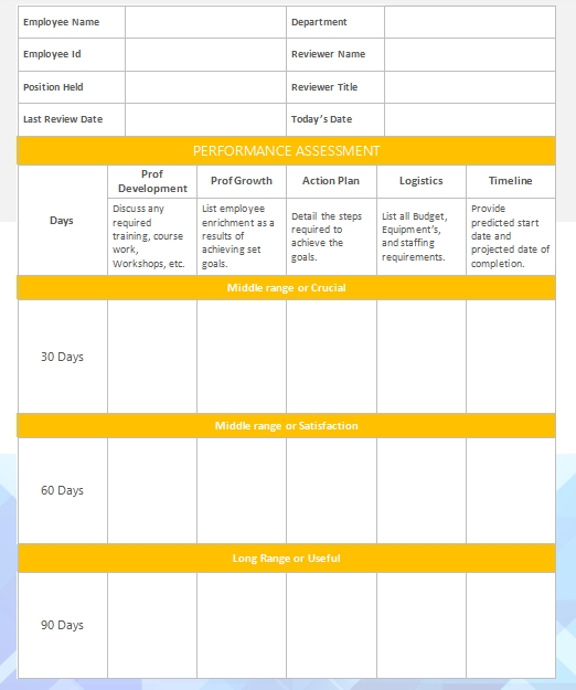 90 Day Plan Template Excel