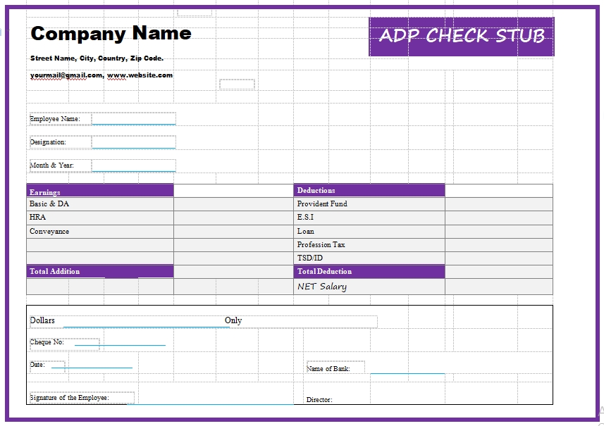 10+ ADP Check Stub Template Template Business PSD, Excel, Word, PDF