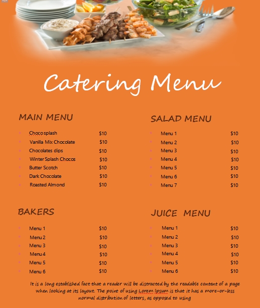 Free Catering Menu Template Word Printable Templates