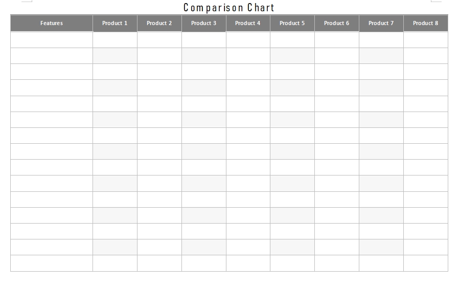Free Comparison Chart Template Free Blank Comparison Chart Template