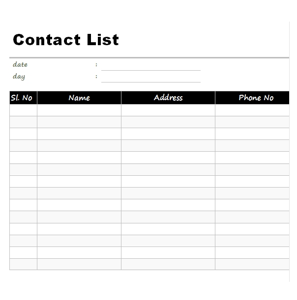 Contact Sheet Template