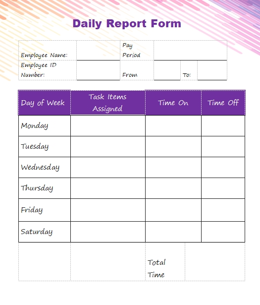 10  Daily report template Template Business PSD Excel Word PDF