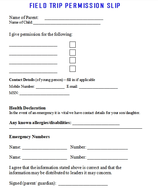 10+ field trip permission slip template Template Business PSD, Excel