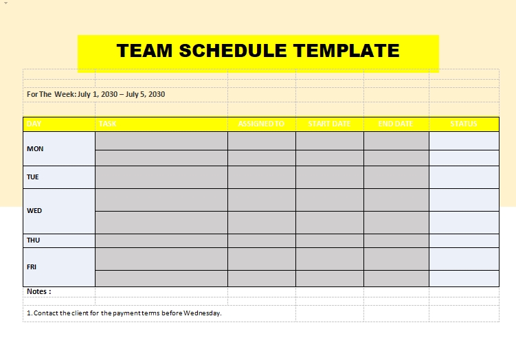 10  8 Team Schedule Template Template Business PSD Excel Word PDF