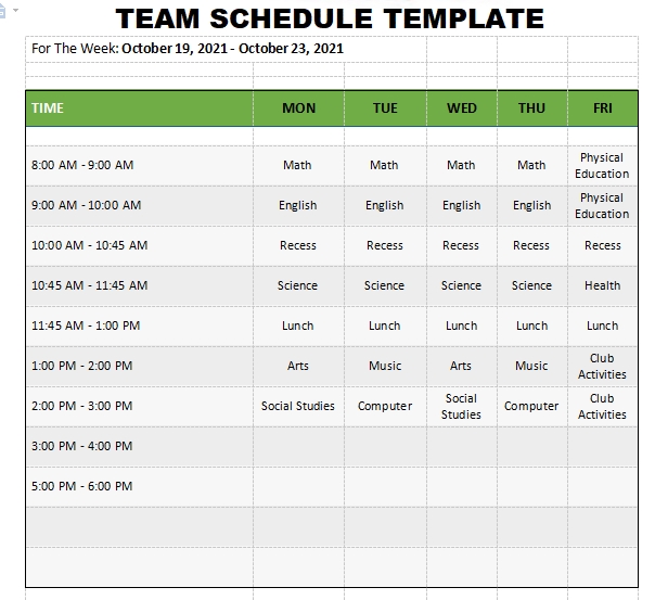 10  8 Team Schedule Template Template Business PSD Excel Word PDF