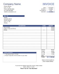 5+ Invoice Template Excel Sample 