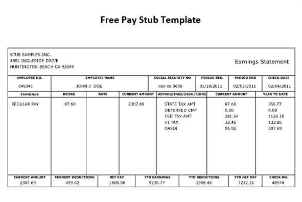 3+ Check Stub Sample Template | Template Business PSD, Excel, Word, PDF