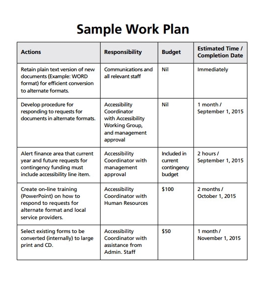 6 Sample Work Plan Template Template Business PSD Excel Word PDF