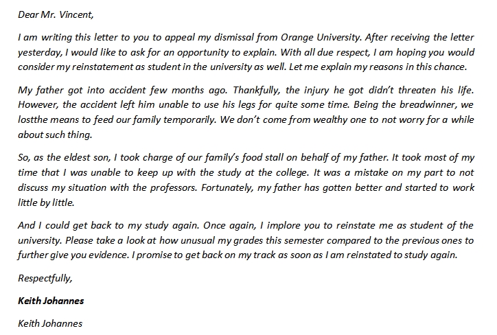 Academic Dismissal Appeal Letter And Sample Template Business Psd