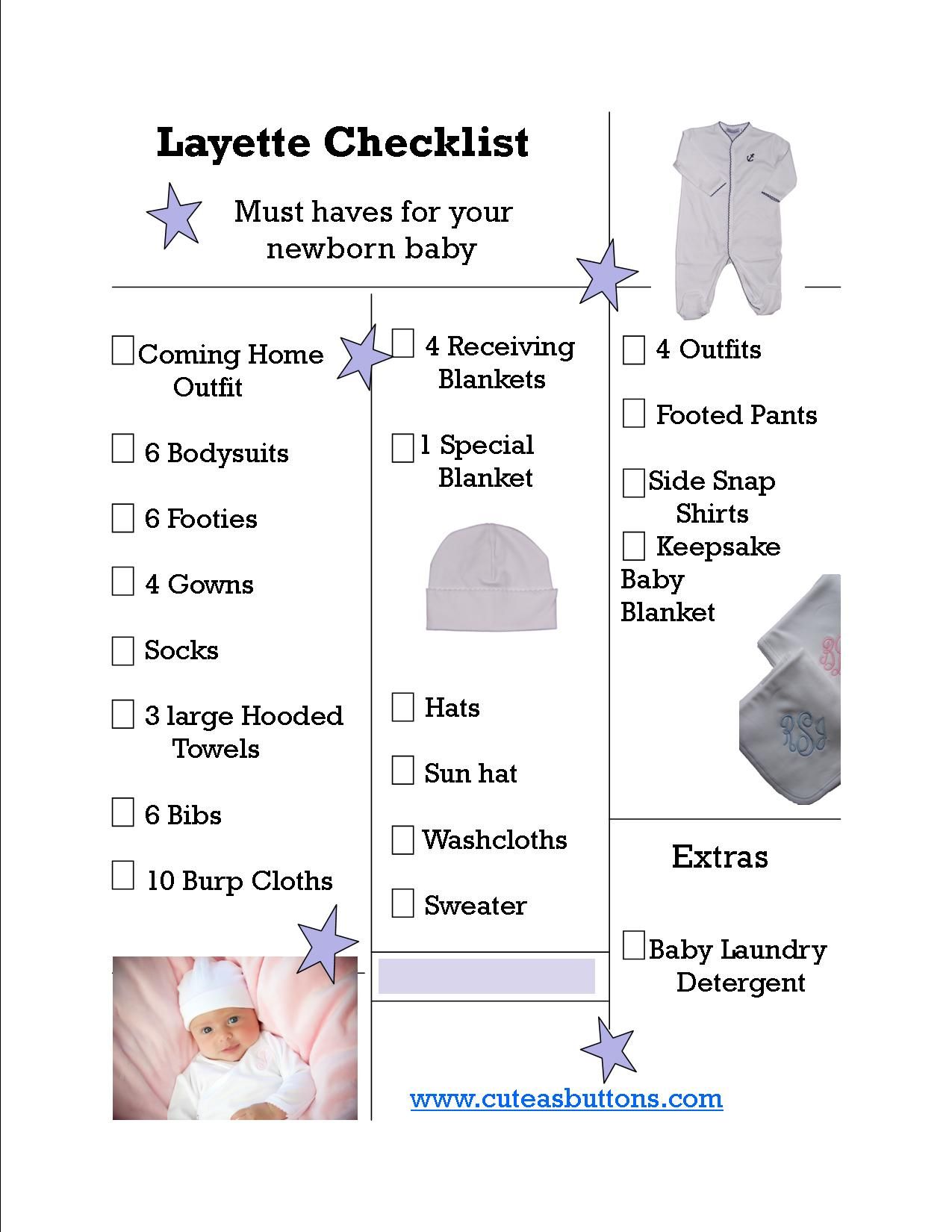 Layette Checklist: Having a baby? Here is a checklist of all the 
