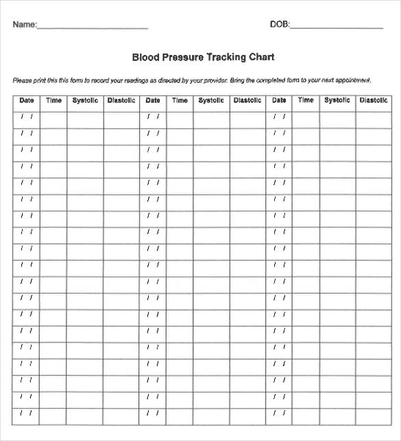 Printable Blood Pressure Tracking Chart