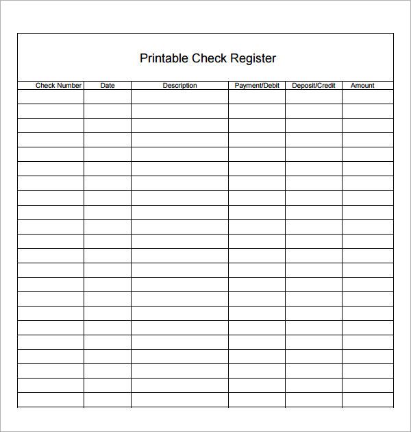 Free Printable Blank Check Register Template | Bills | Check 