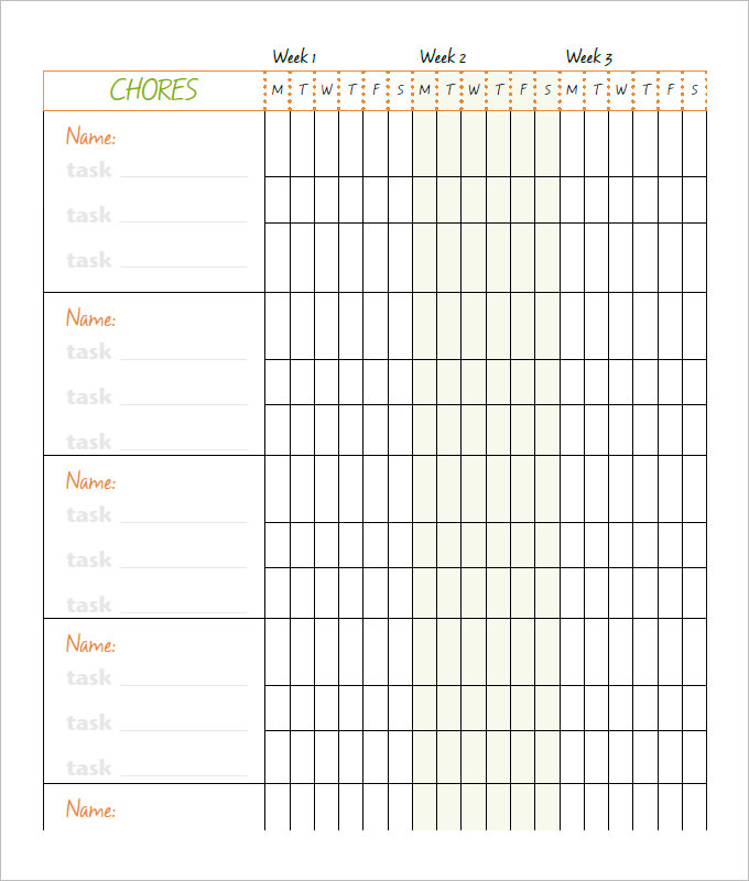 10+ Family Chore Chart Templates   PDF, DOC, Excel | Free 