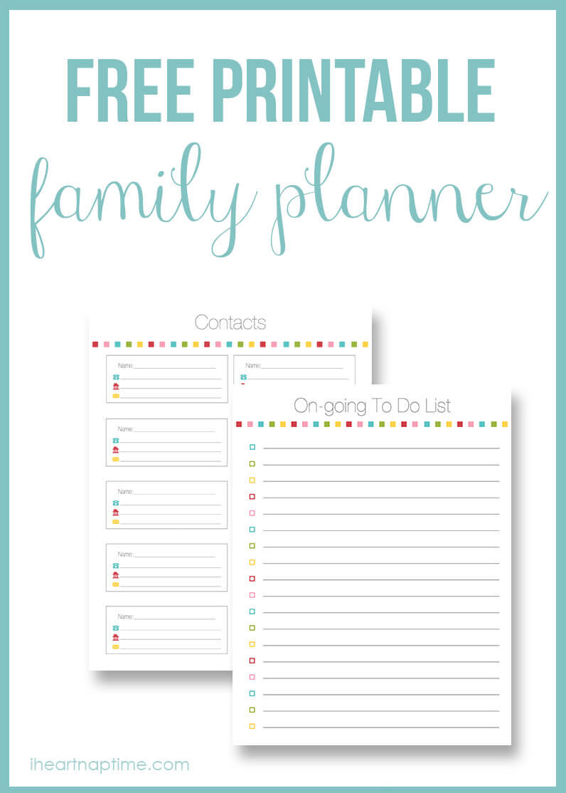 Free printable family planner   I Heart Nap Time