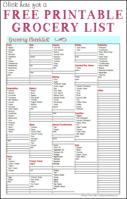 Free Printable Grocery List By Aisle | Template Business PSD, Excel ...