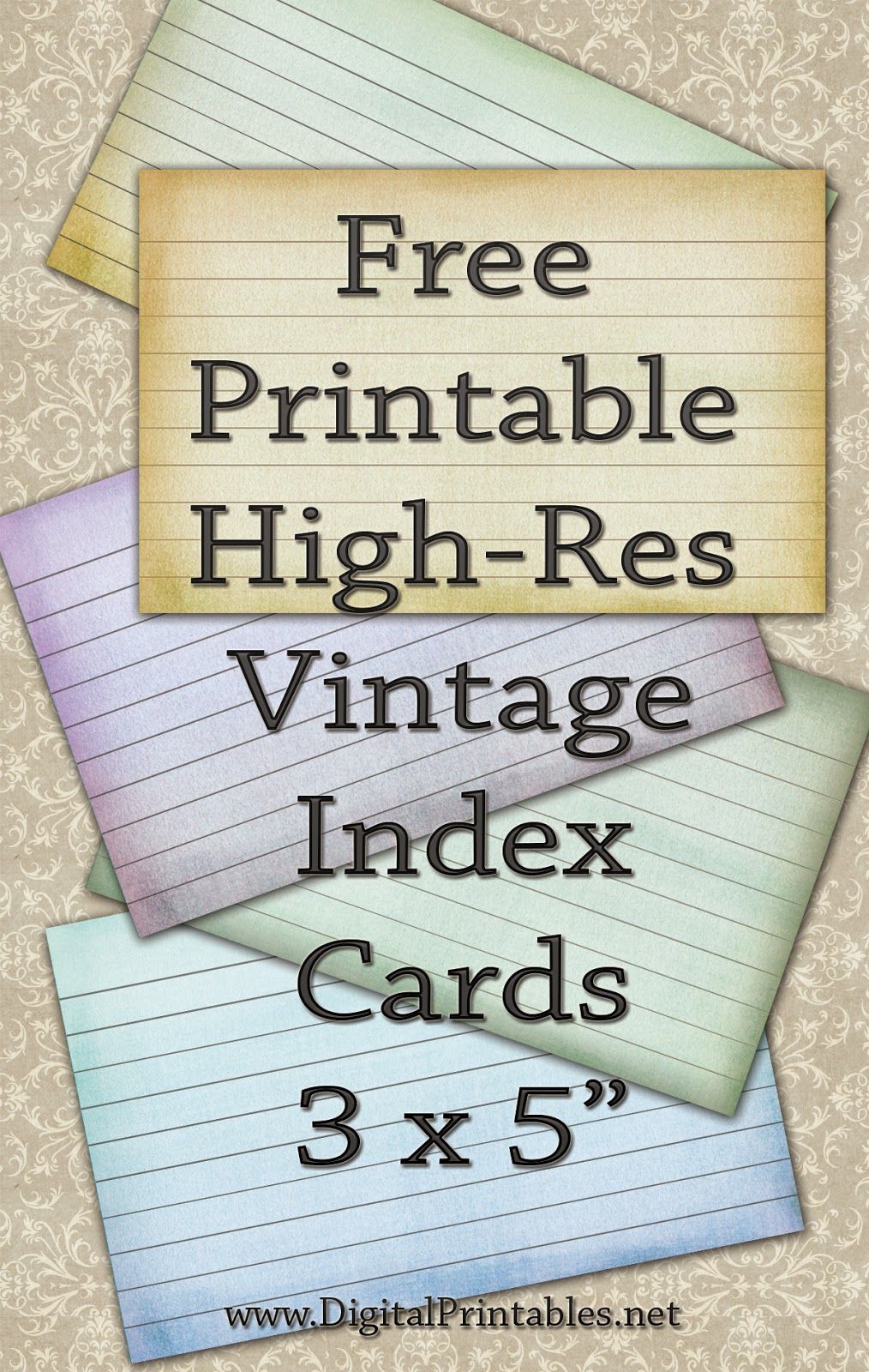 Free Printable Index Cards Vintage Look High Res | Freebies 