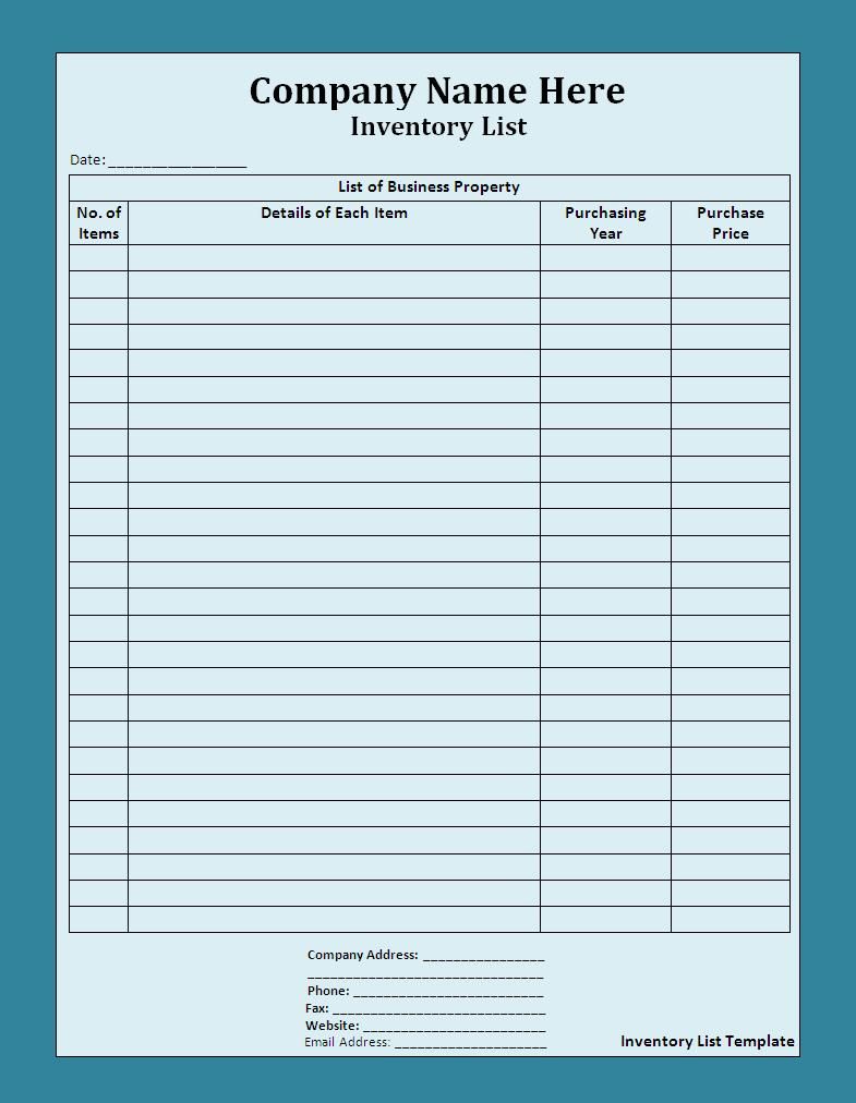 Inventory List Templates | 19+ Free Printable Xlsx, Docs & PDF 