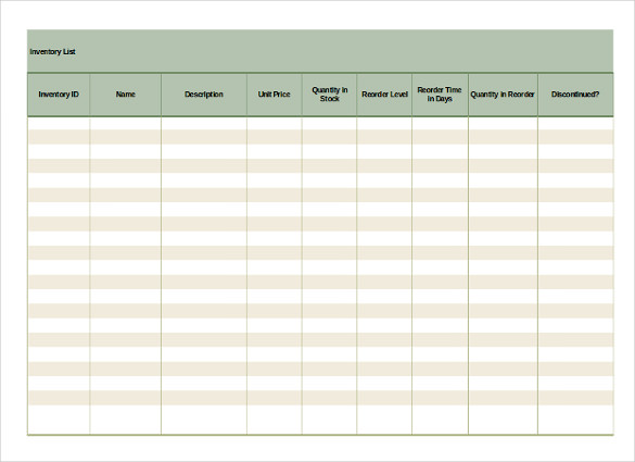 Inventory List Template   13 Free Word, Excel, PDF Documents 